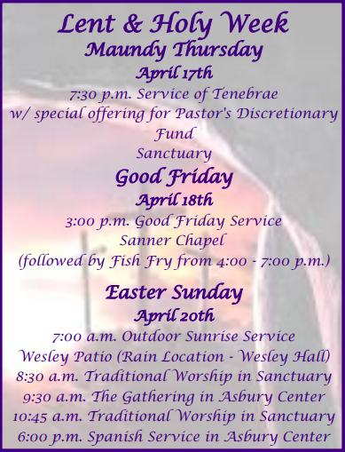 2025 - Holy Week Services - Updated